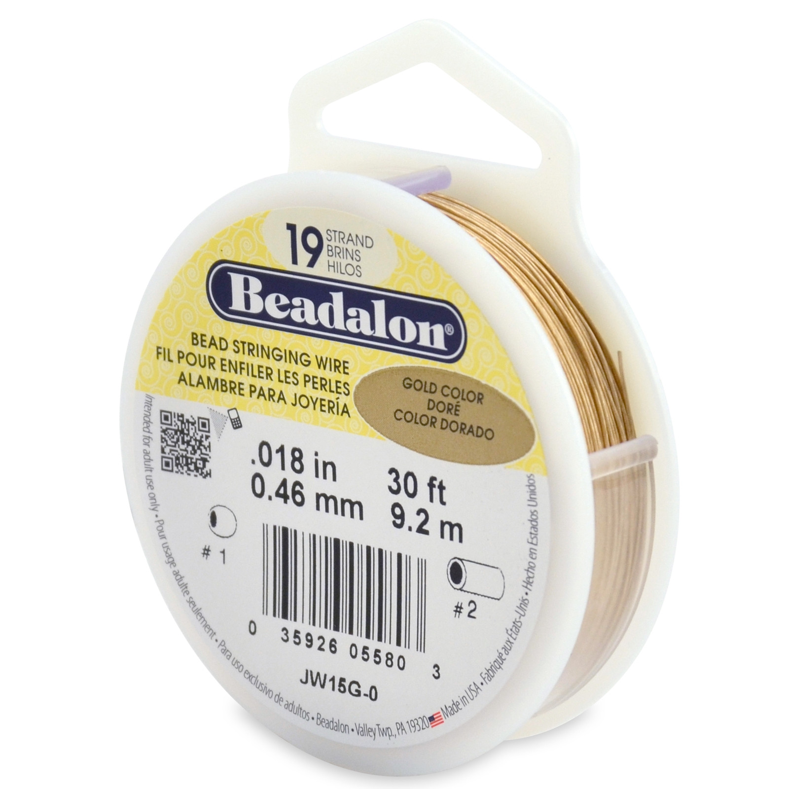 Beadalon Bead Stringing Wire. 30 FT. 19 Strand .018/0.46mm. *Various Colors*
