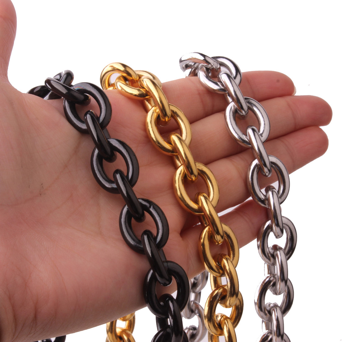 7″-40″ Stainless Steel Huge 8/11/13/15mm Rolo Oval Link Men’s Chain Necklace