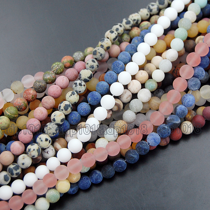 Wholesale Natural Matte Gemstone Round Spacer Loose Beads 4mm 6mm 8mm 10mm 12mm