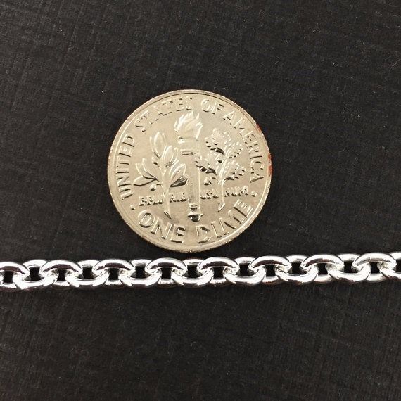 Sterling Silver Chain-Bulk Unfinished Chain 925 -Heavy Oval Cable Chain 5x4mm
