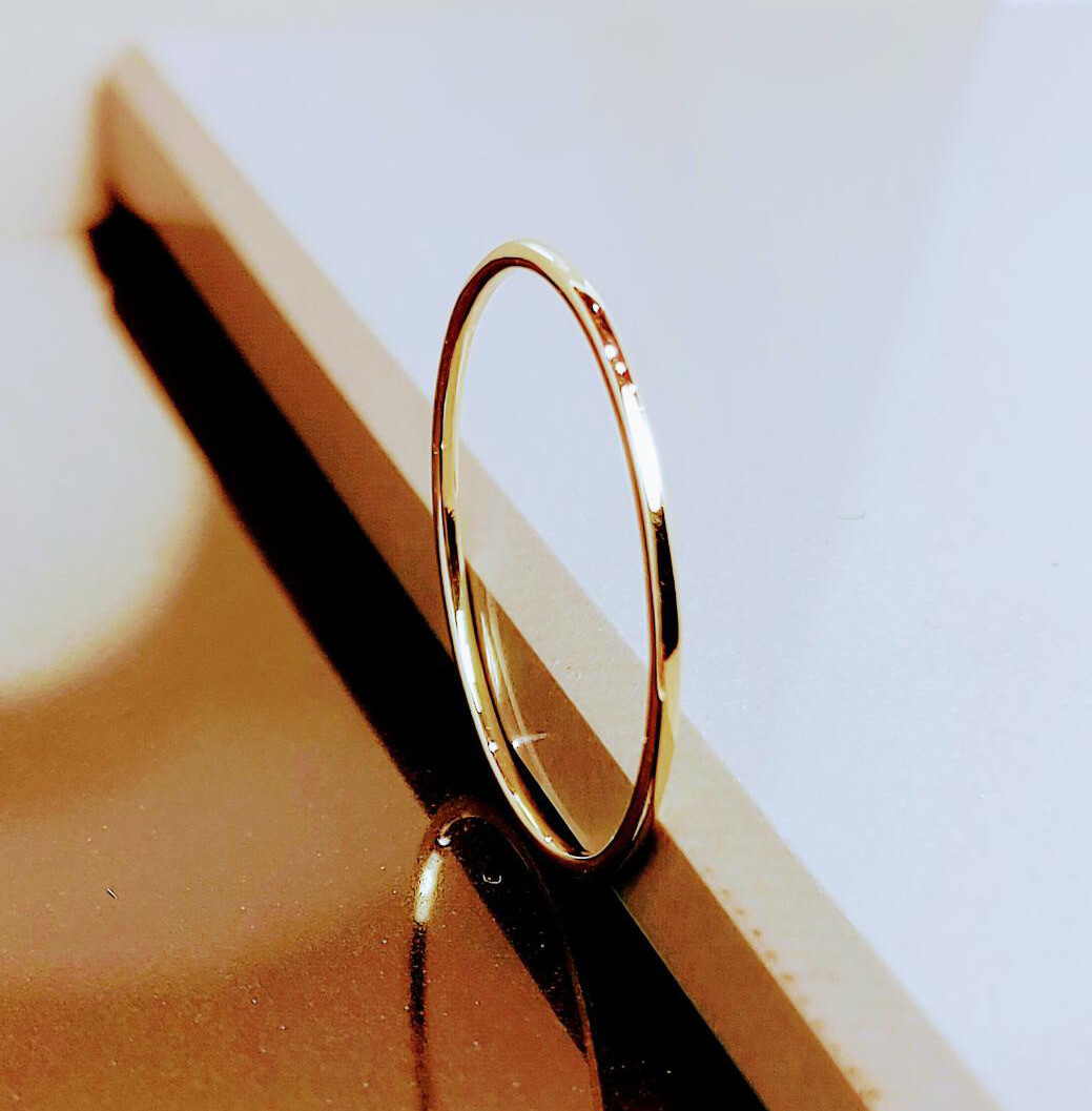 1mm Thin 10k Solid Gold Band, Gold Stacking Rings, Gold Wedding Band, Midi Ring