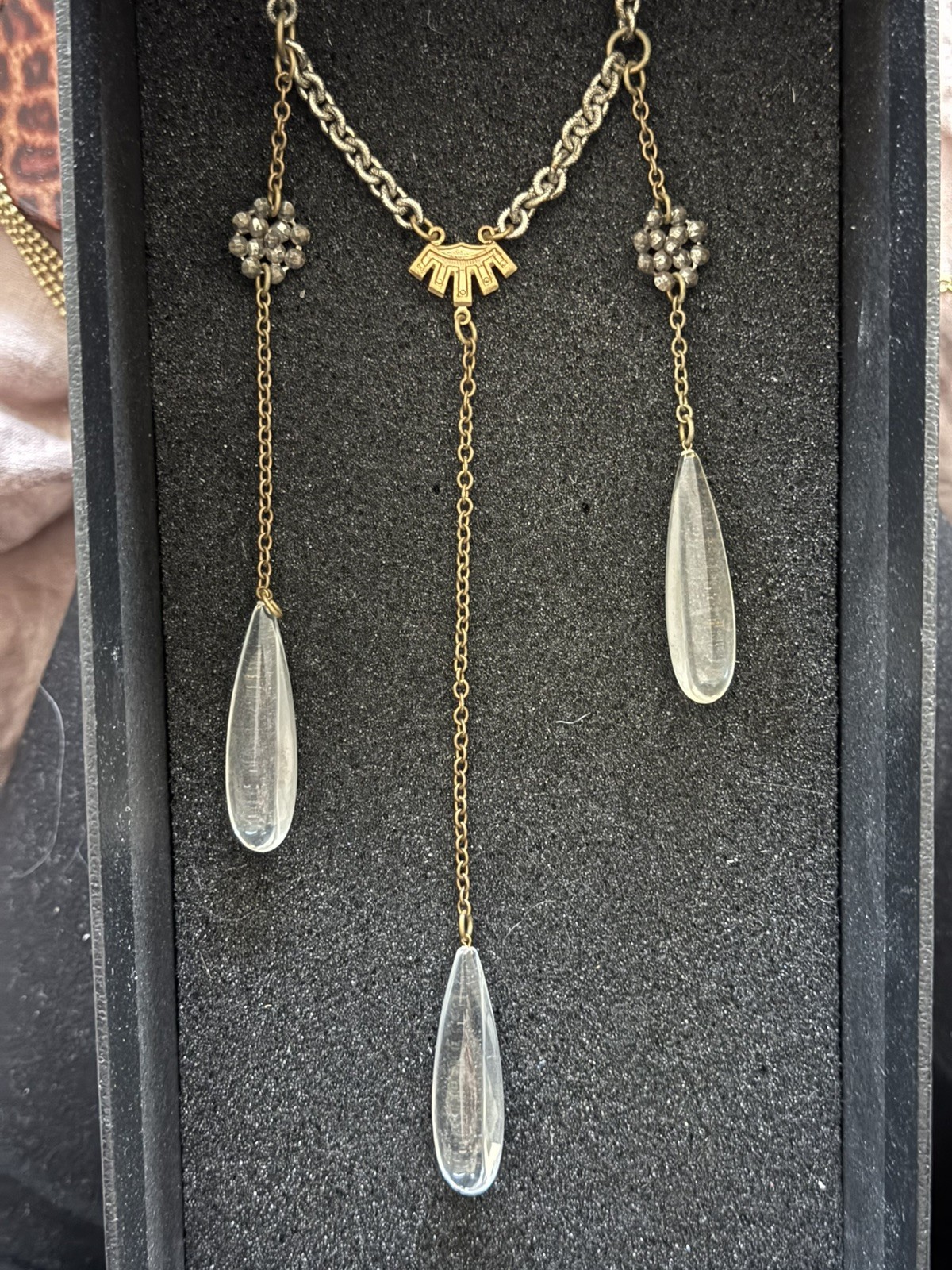 THEA GRANT 29” SILVER AND CRYSTAL DROP NECKLACE FROM BARNEYS NYC