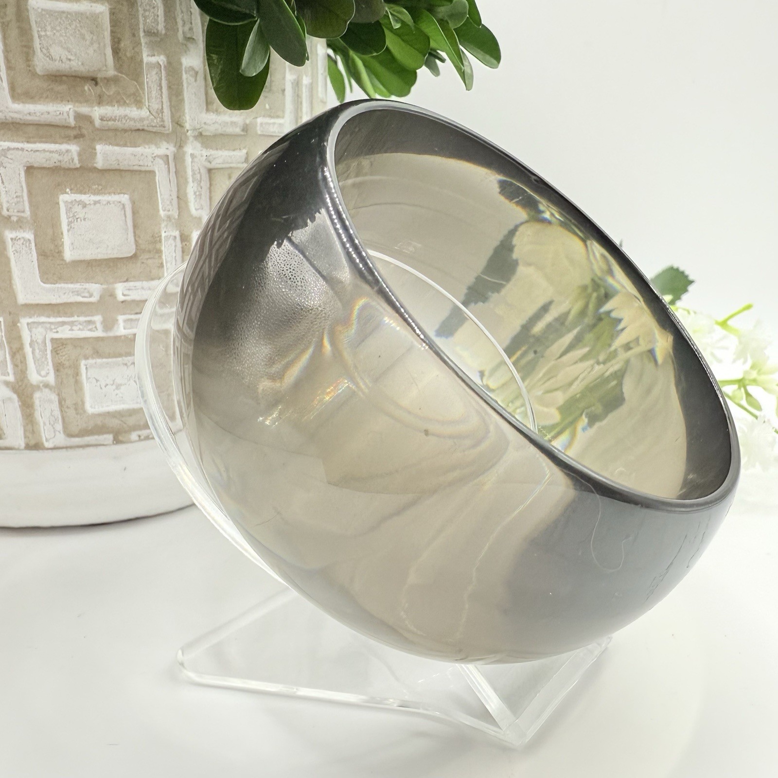 Vintage Wide Smoky Translucent Bangle Bracelet Lucite Acrylic Resin
