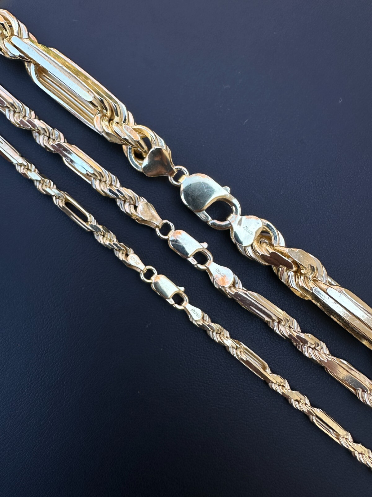 FigaRope Milano Chain Real Solid 14K Gold Plated 925 Silver Necklace Bracelet