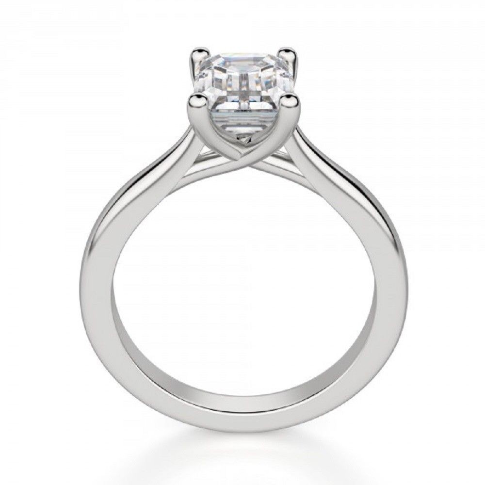 Emerald cut Lab Grown Diamond Wedding Ring 14K White Gold 2 Carat