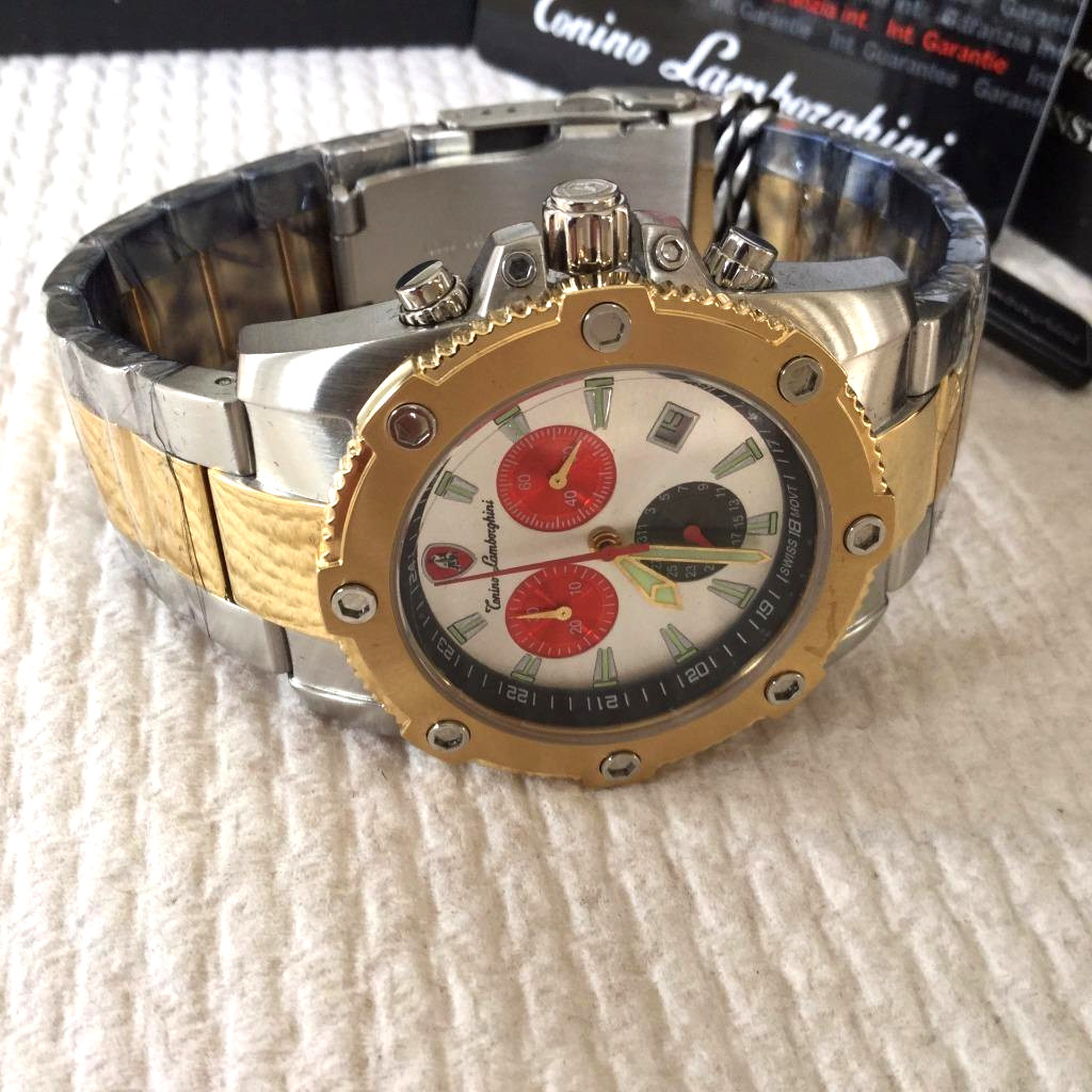 LAMBORGHINI GENTS SWISS MOVEMENT WATCH UL SERIES UL107BCT.313 TWO TONE S/STEEL