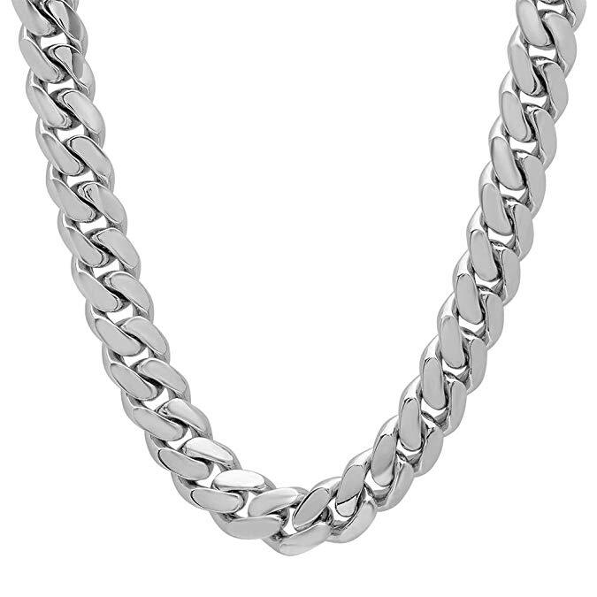 Men’s Heavy Silver Miami Cuban Link Bracelet Chain Stainless Steel 8mm-14mm