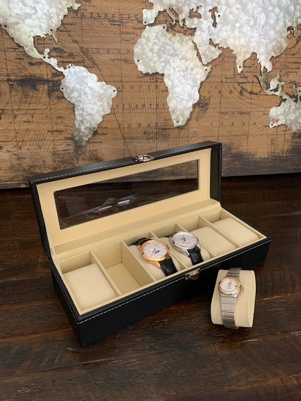 Watch Box Case Organizer 6 Slots Watches Holder Jewelry Storage Display Gift US