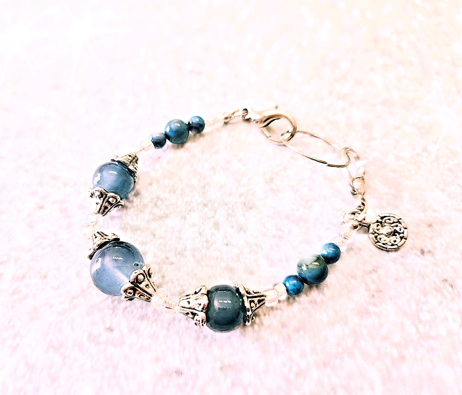 STRETCH Gemstone Sodalite Medical Medic Alert ID Replacement Bracelet 6.5″