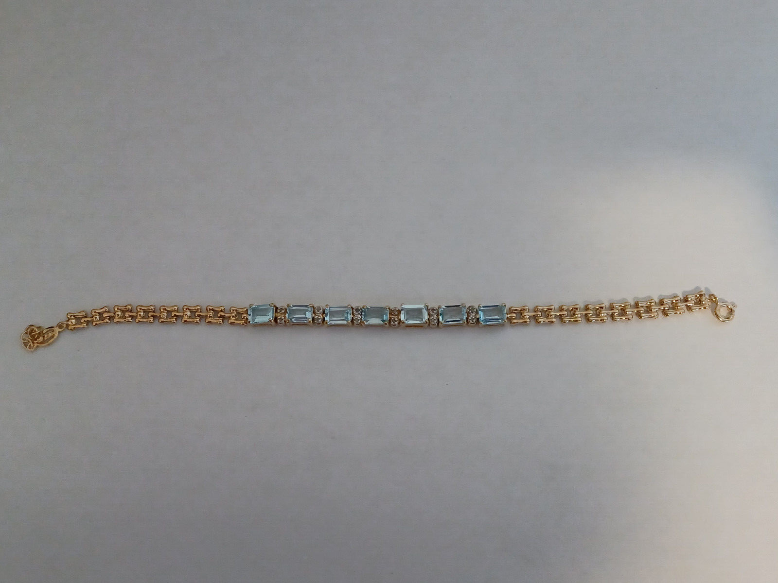 Womens 18K Yellow Gold Over Sterling Silver Diamond and Topaz Bracelet 7.9 inch