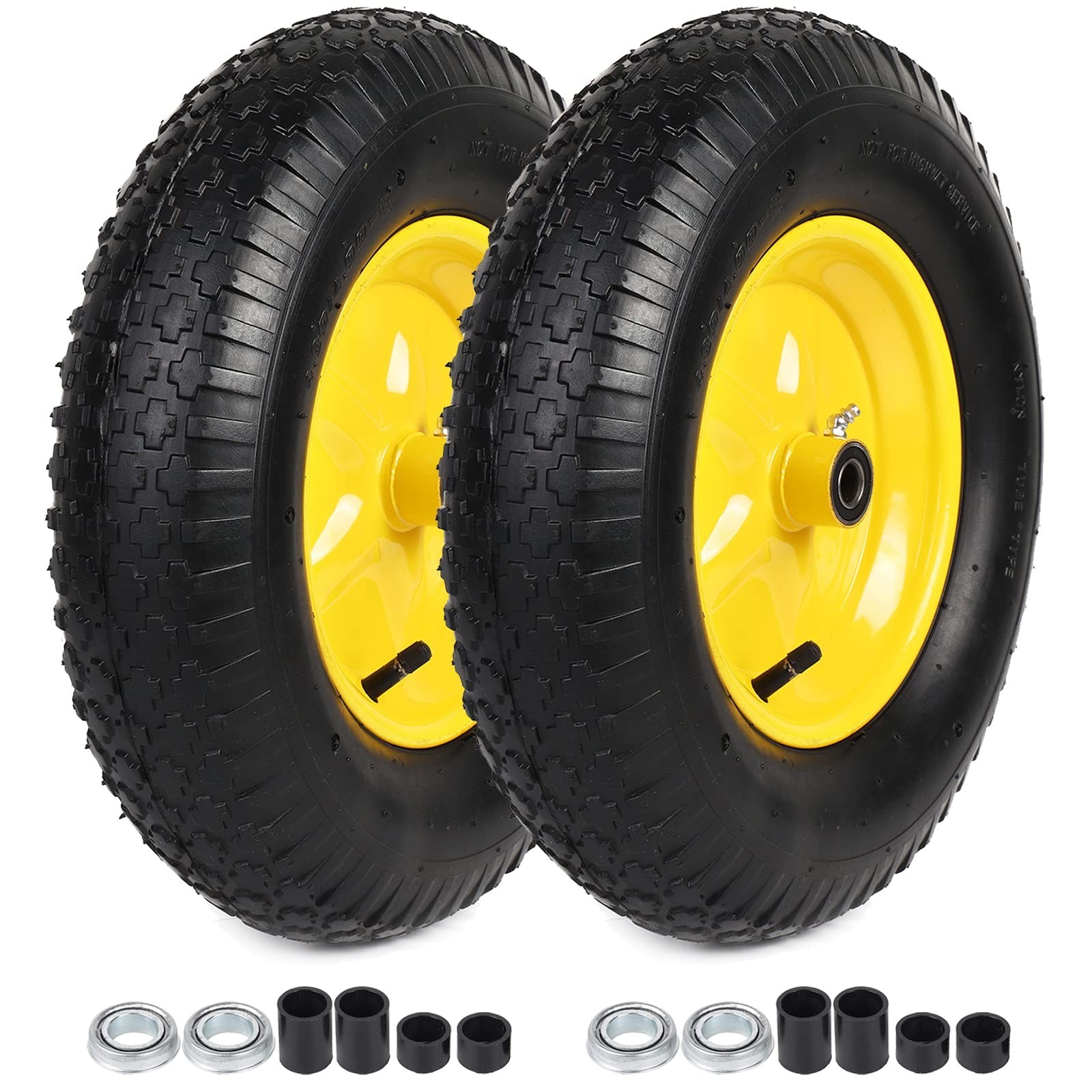 AR-PRO (2-PACK) 4.80/4.00-8″ Tire and Wheel, 16″ Pneumatic Tire Wheels with 3…