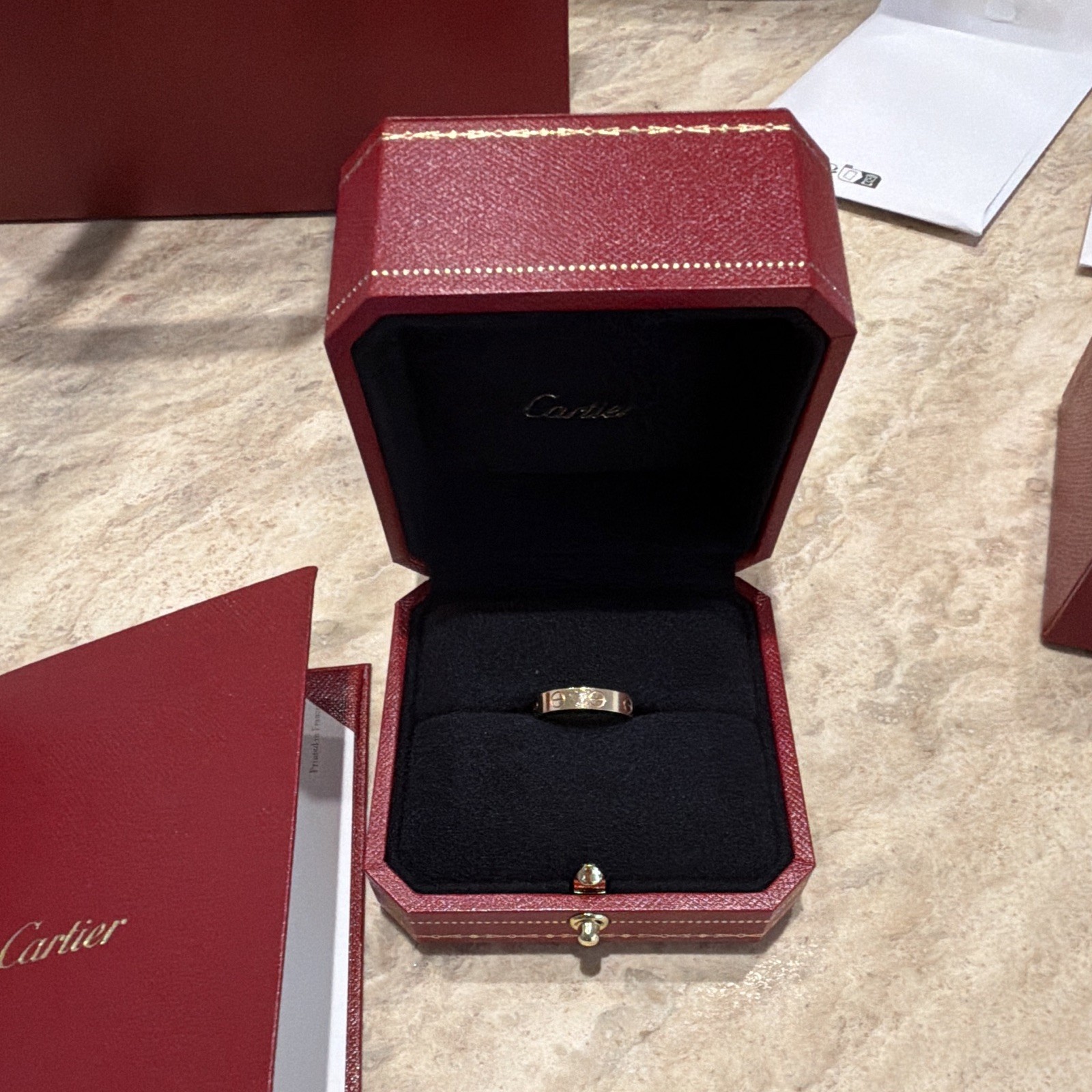 Cartier 18k Rose Gold Love Ring Size 4 3.5mm Signed. Just bought last week