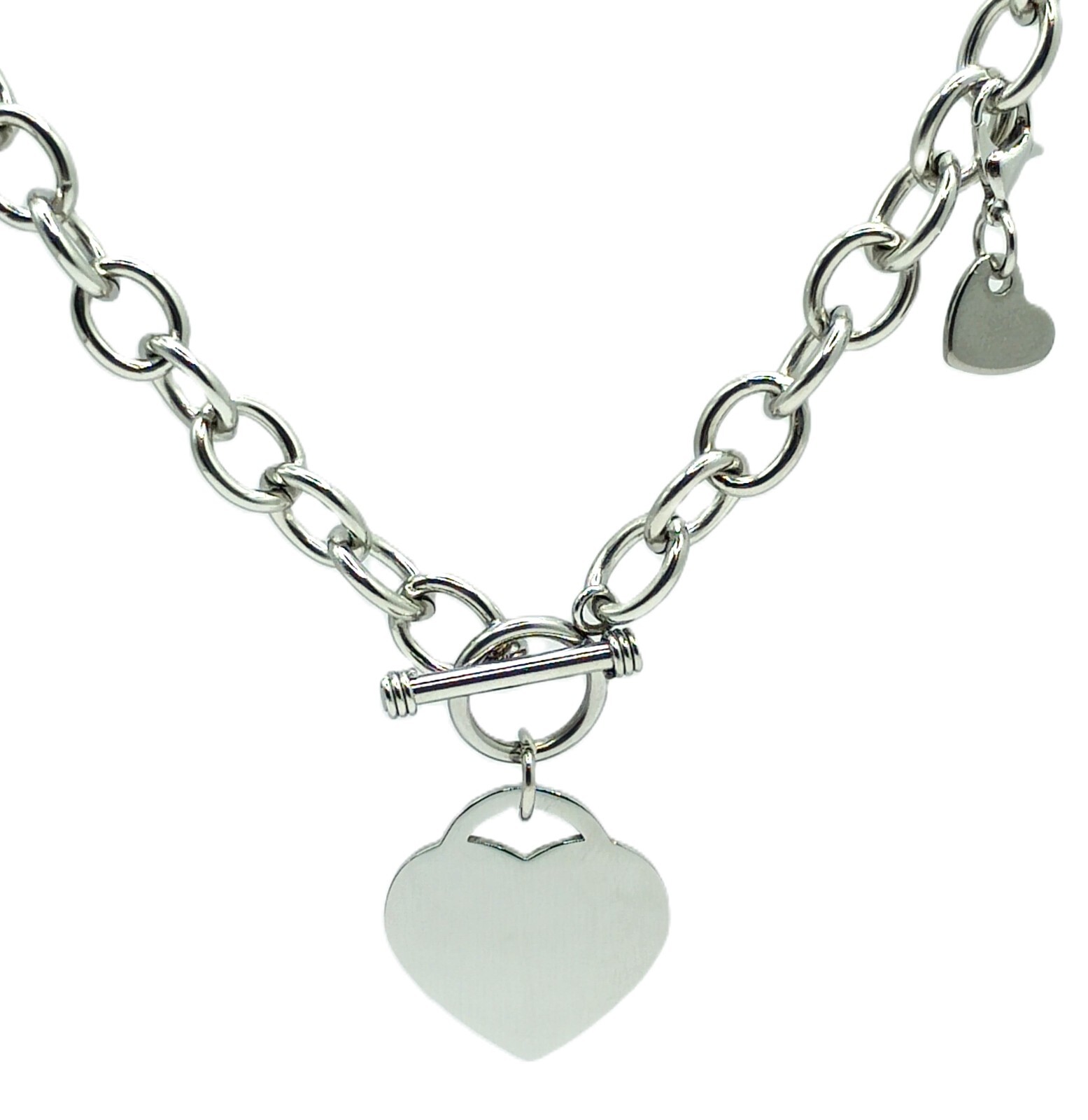 Heart Charm Toggle Necklace | Removable Heart Tag | 316L Premium Grade
