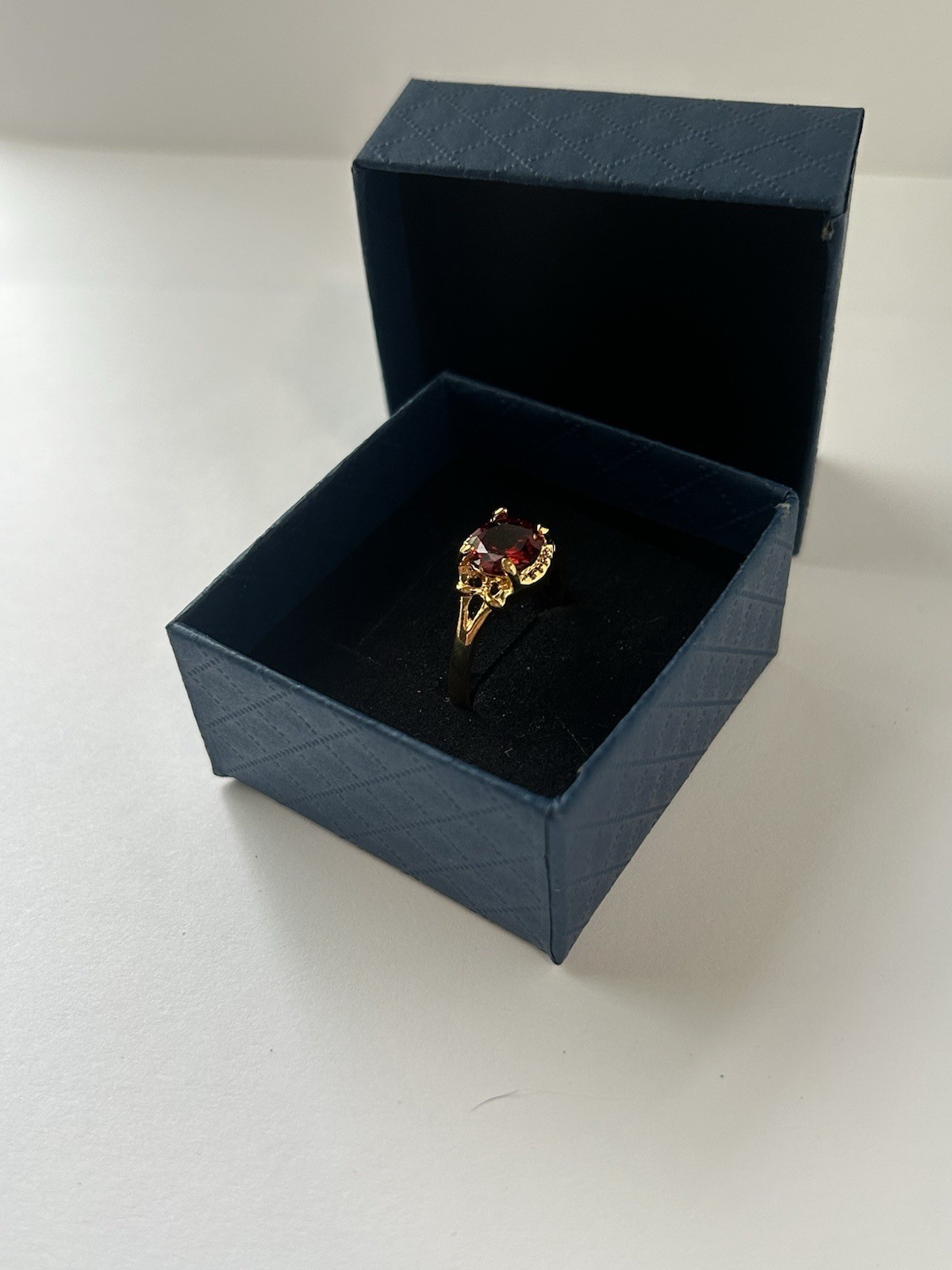 Vintage Red Cubic Zirconia Ring Gold Plated Womens Size 9