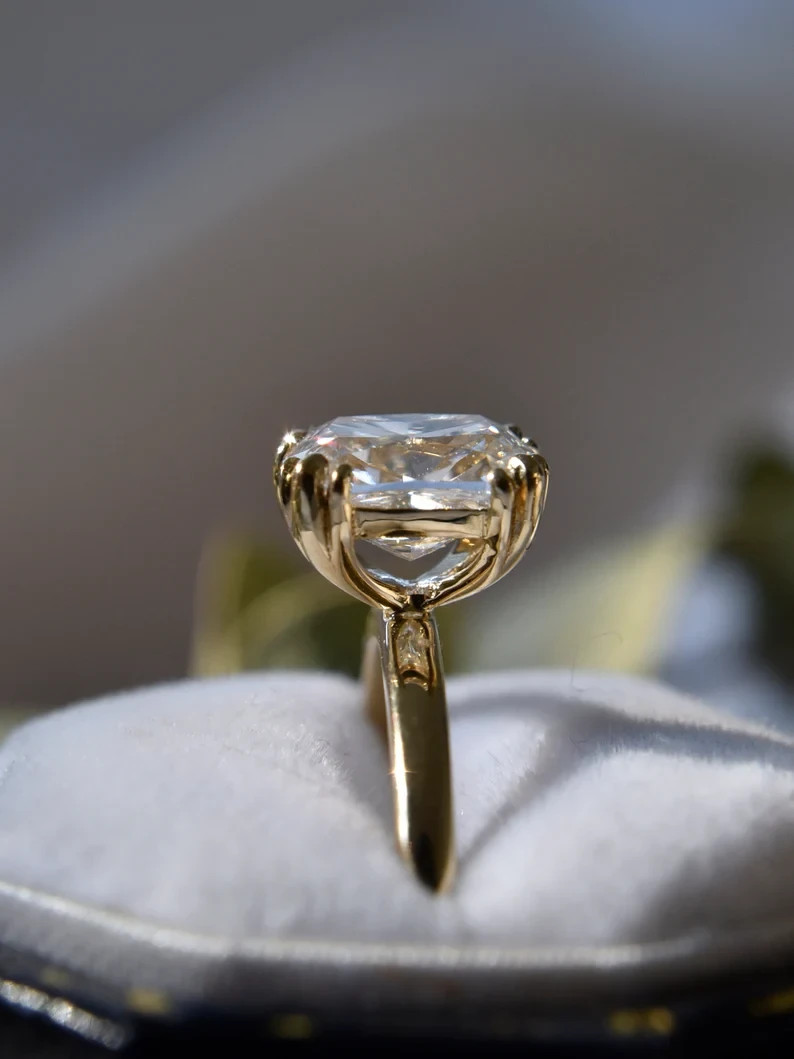 1.50 Ctw Radiant Real Moissanite Women’s Engagement Ring 14K Yellow Gold Plated