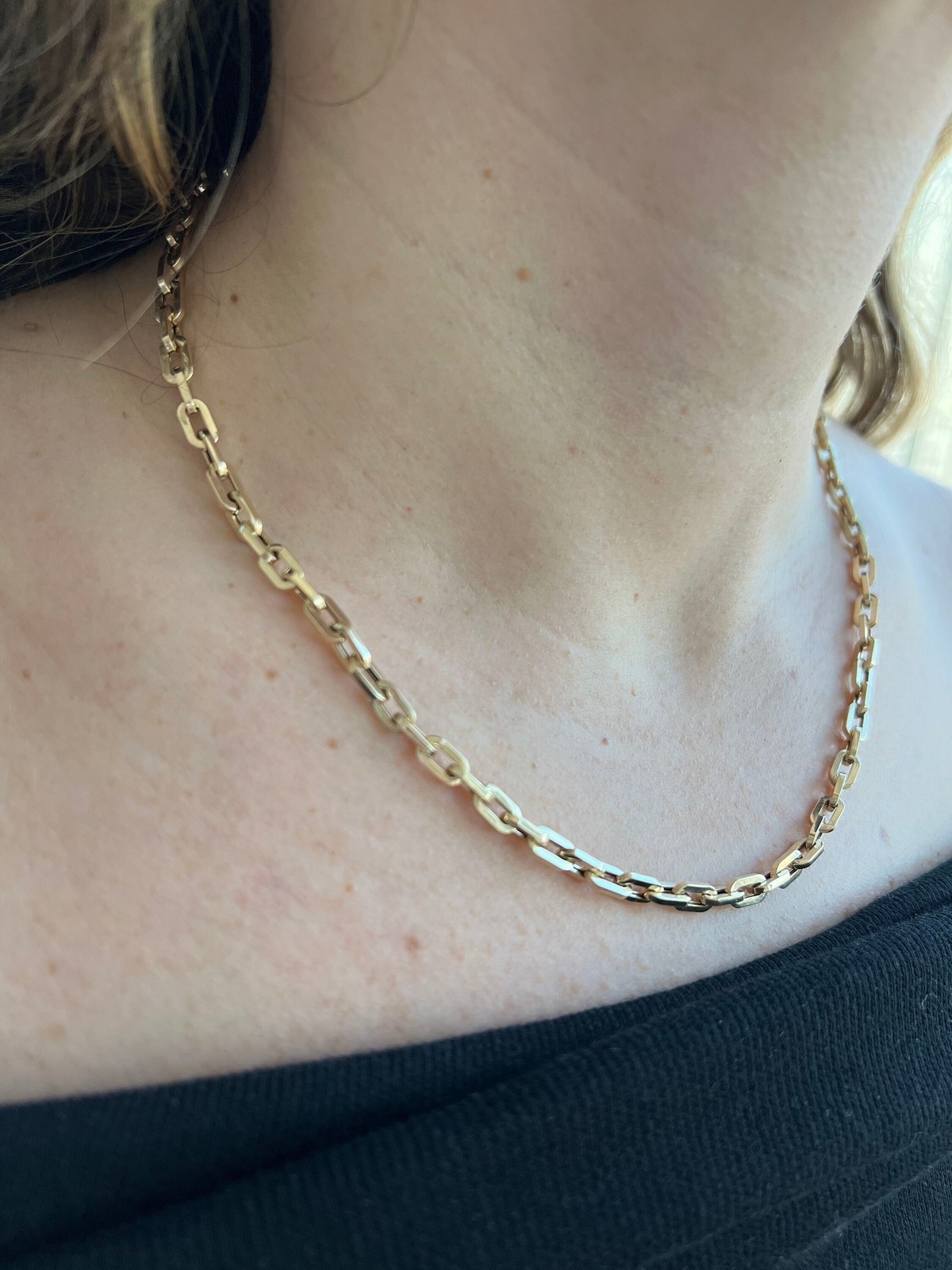 14K Yellow Gold 4.2mm Chunky Paperclip Chain Necklace, 18″, Real Gold