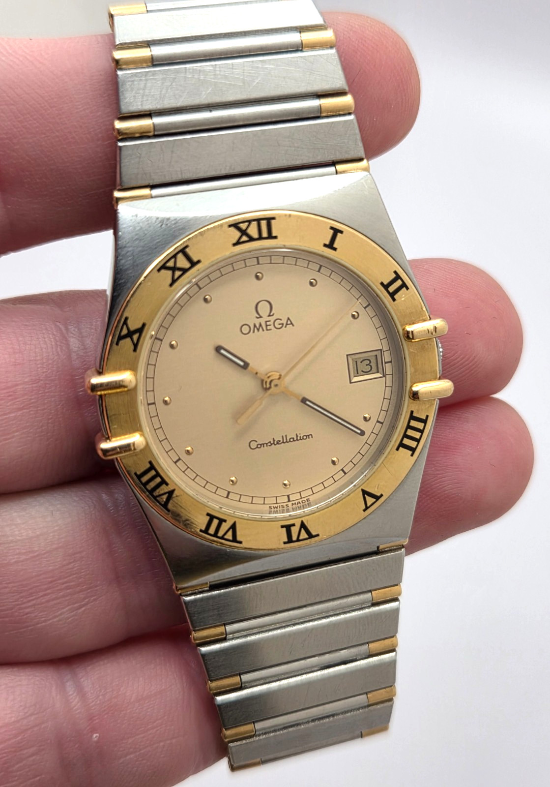 Omega Constellation 18k & Stainless Steel Ref 396.1080 Wristwatch 34mm case work