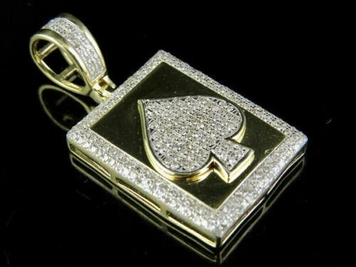 Men’s Spade Pendant 5 Ct Round Cut Lab Created Diamond 14K Yellow Gold Plated