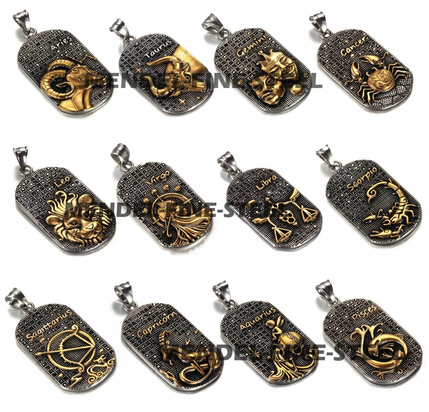 MENDEL Mens Gold Plated Leo Zodiac Sign Constellation Horoscope Pendant Necklace
