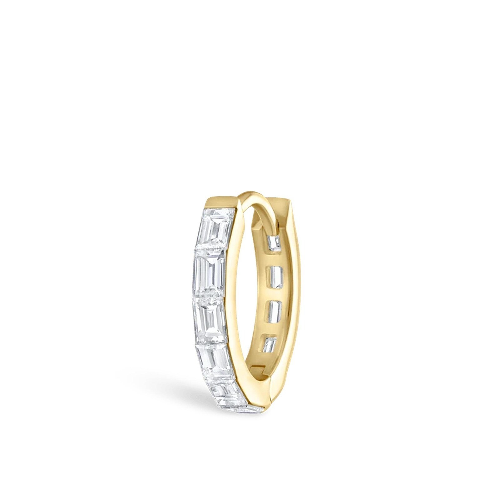 925 Sterling Silver Baguette Moissanite Clicker Hoop Helix Earring