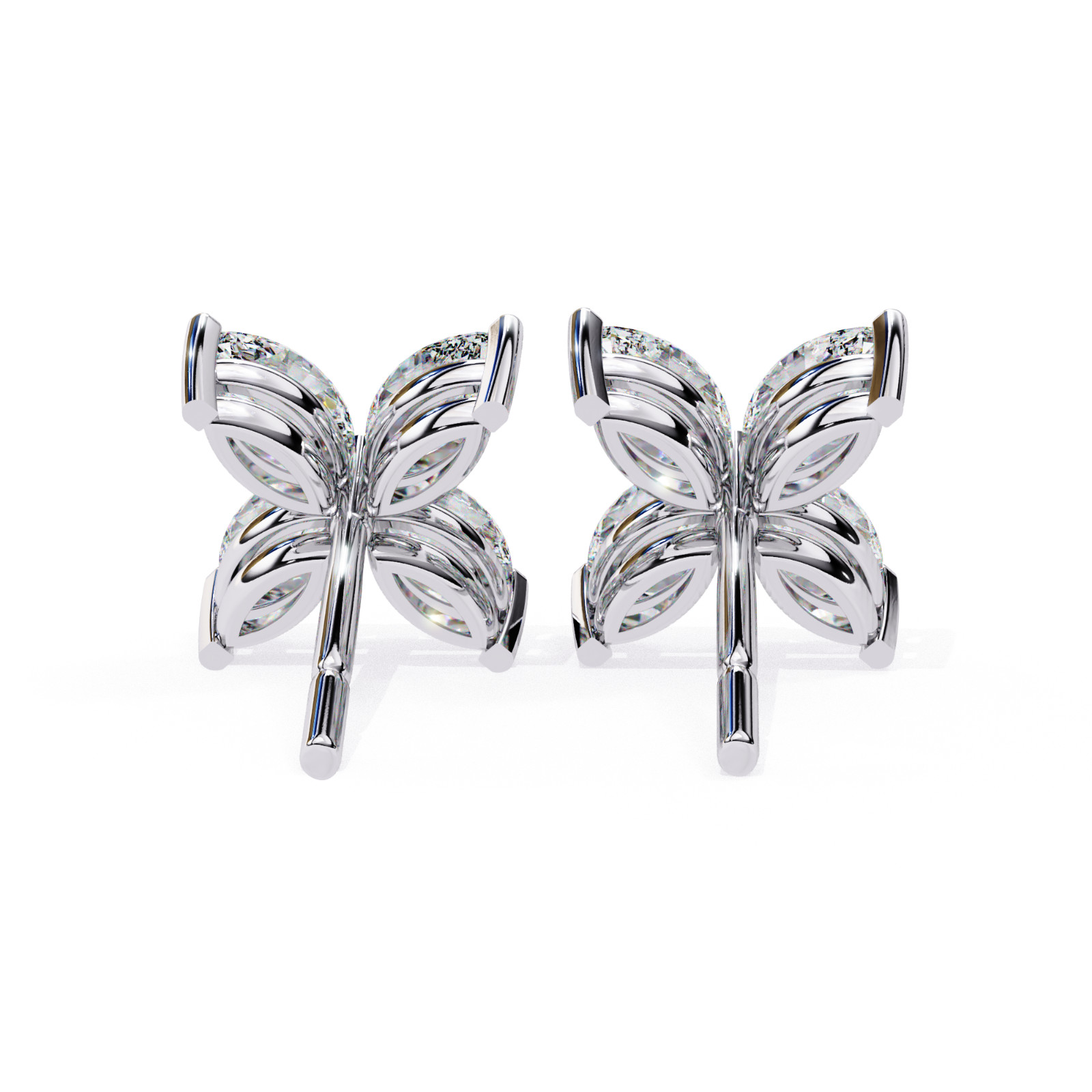 Lab Grown Diamond 1-TCW Marquise Flower Earring 14K White Gold Stud Fine Jewelry