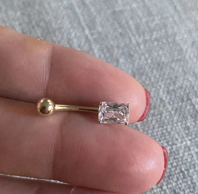 1.8Ct Radiant Cut Created Diamond Navel Belly Button Stud 14K Yellow Gold Finish