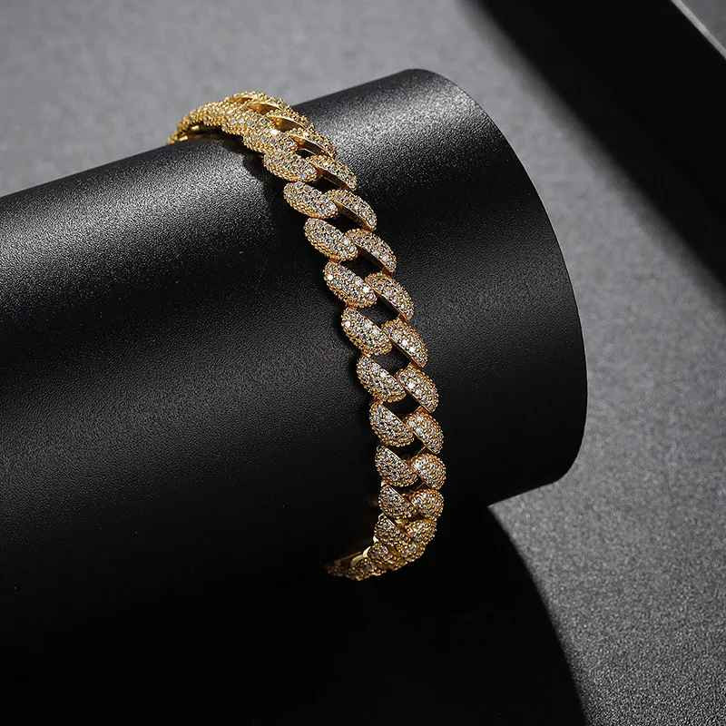 5CT Lab Created Diamond 9mm Solid 925S Silver Cuban Link Bracelet Men Unisex
