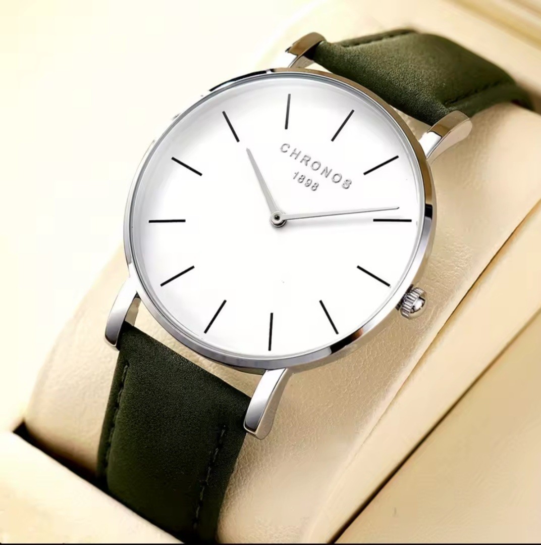CHRONOS Watch Quartz Men Slim Minimalist Fashion And Water resistant Wristwatch.