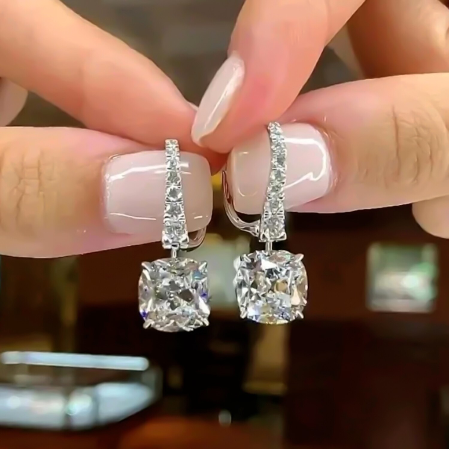 4.00 Ct Certified White Diamond Dangler Earrings In 925 Sterling Silver