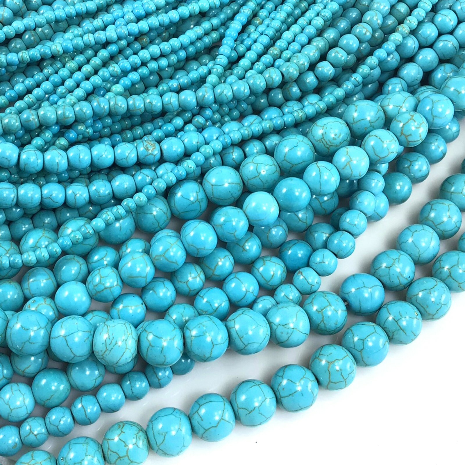 Gemstone Blue Magnesite Turquoise Round Loose Bead 15″ strand 4mm 6mm 8 10 12mm