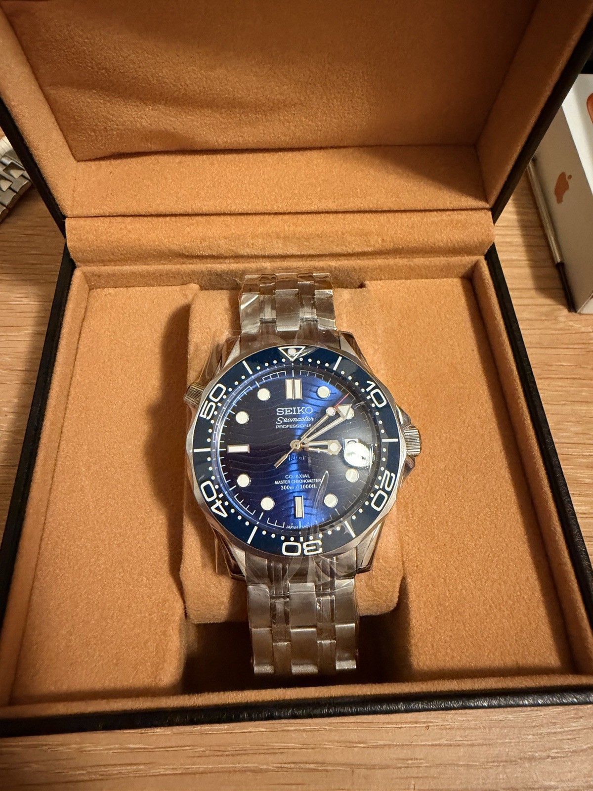 Seiko Mod Seamaster Automatic Diver 42mm Blue Dial/Bezel Date Steel w/Box