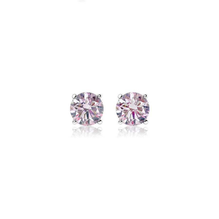 Fancy Vivid Pink Lab Created Diamond Stud Earrings Round VS 0.50-1.00 CTW