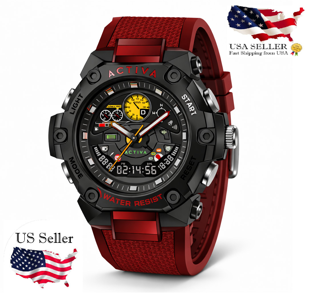 $99 Activa X Invicta Mens Black & Red Digital 55mm Watch (ACW8092-003) NIB
