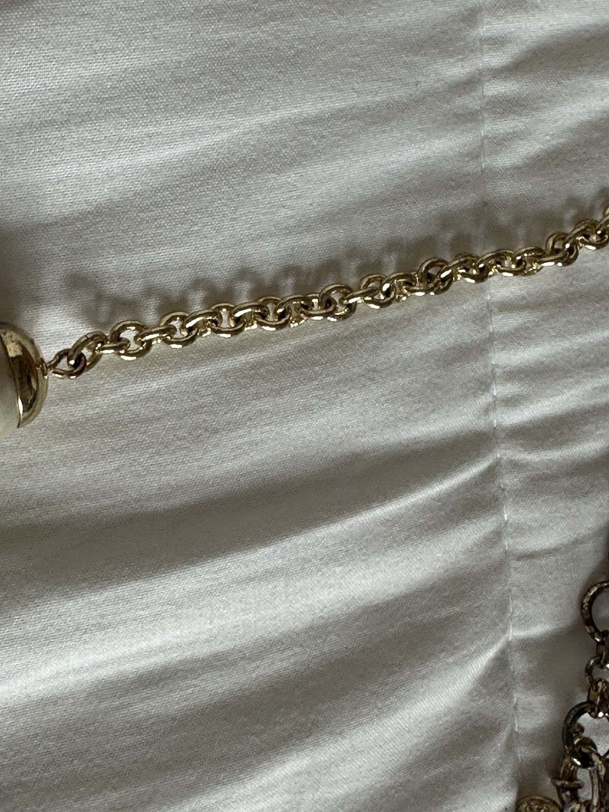 Gold Tone, Faux Pearls Signed Collar Necklace.