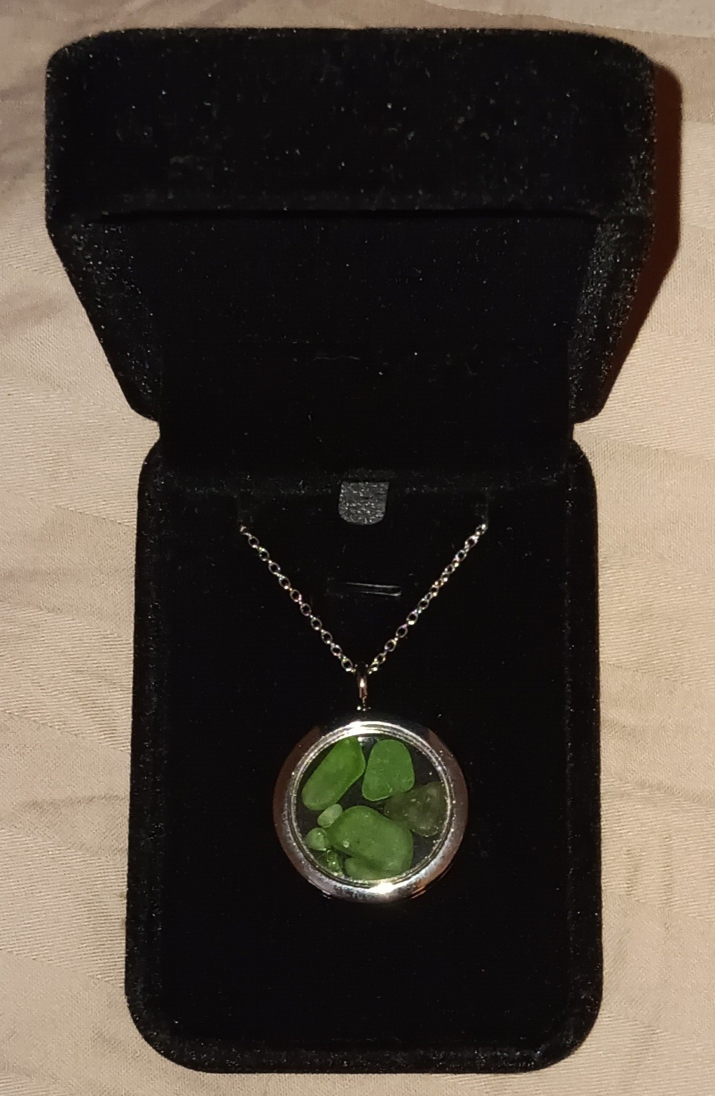 Maine 100% Authentic Seaglass (Stainless Steel)Locket with Necklace(will stain)