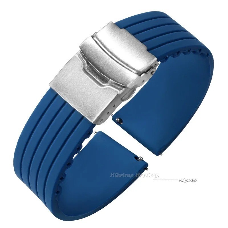 Silicone Rubber Watch Strap Band Waterproof Deployment Clasp 18mm 20mm 22mm 24mm