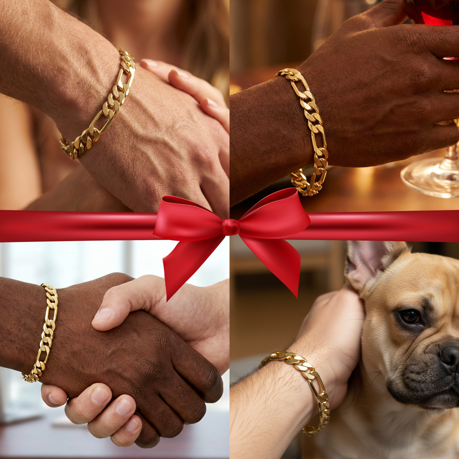 Figaro Chain Bracelet 9mm 8.5″ 14K Gold Plated Hip Hop Jewelry Men’s Fashion