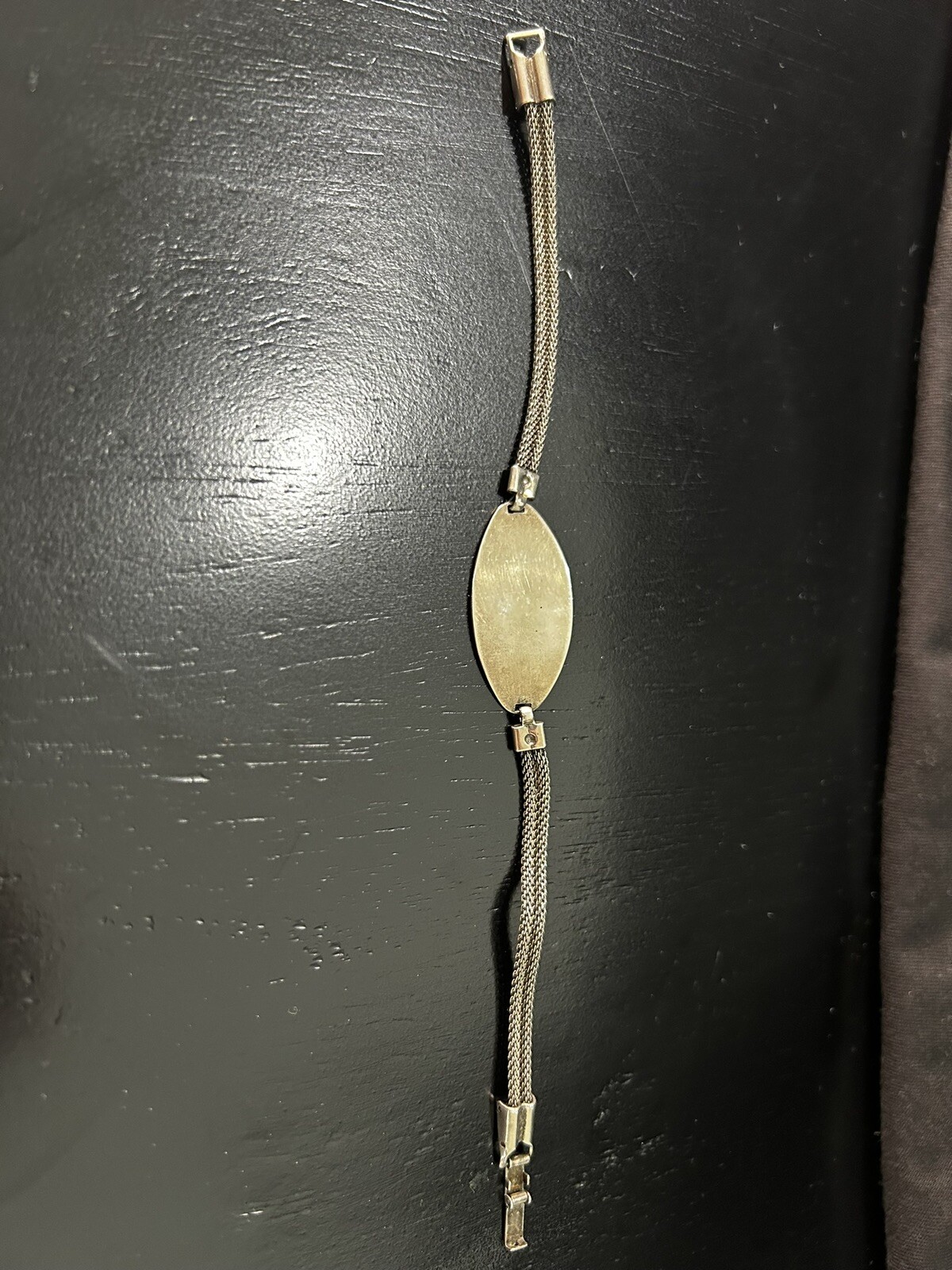 Vintage Bracelet Silver Sterling Trademark Identity 7” ID Pendant