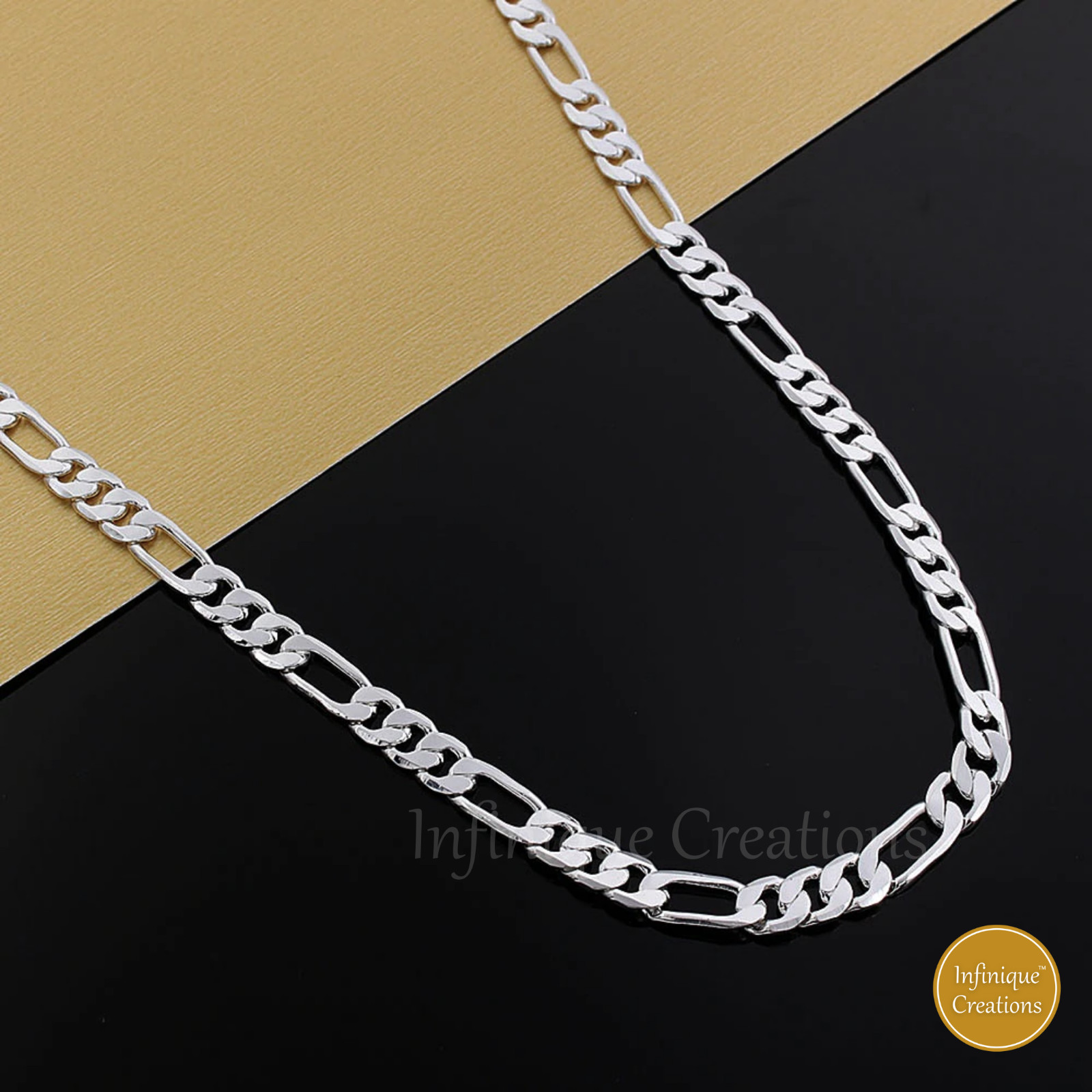 Stainless Steel Silver Figaro Chain Bracelet Necklace Men Women 3mm-12mm 7-38″