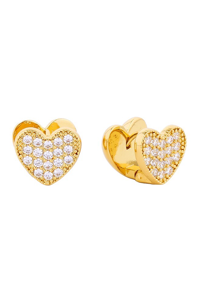 Do Everything in Love 14K Gold/White Dipped Huggie Earring Cz Pave Earring Korea