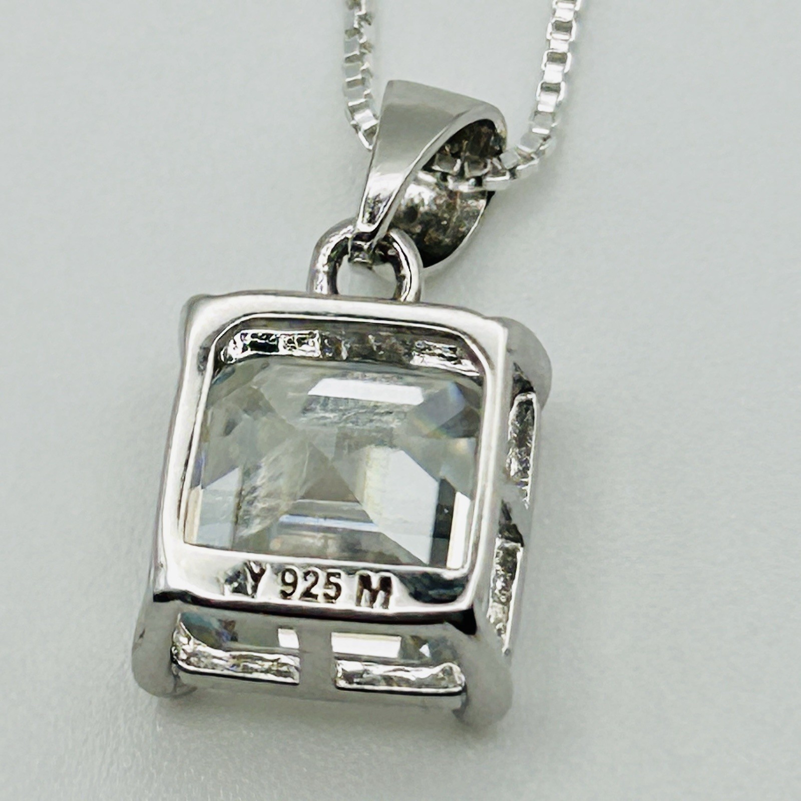 Sterling Silver Asscher-Cut Moissanite Pendant