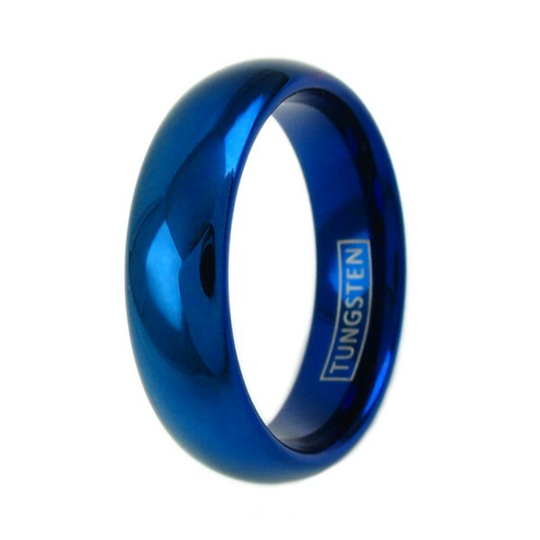 6mm Tungsten Ring Blue Plain Polished Wedding Band Jewelry Size 5-14