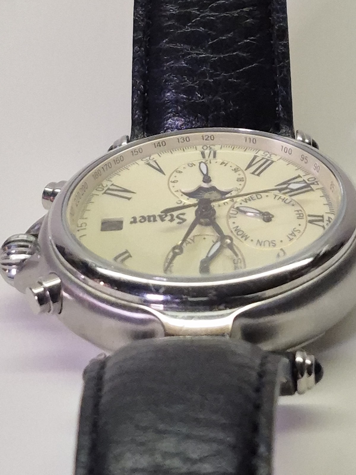 Men’s Stauer Automatic Day/Date/12 – 24 Hour/Day/Night Indicator Gold Tone Watch