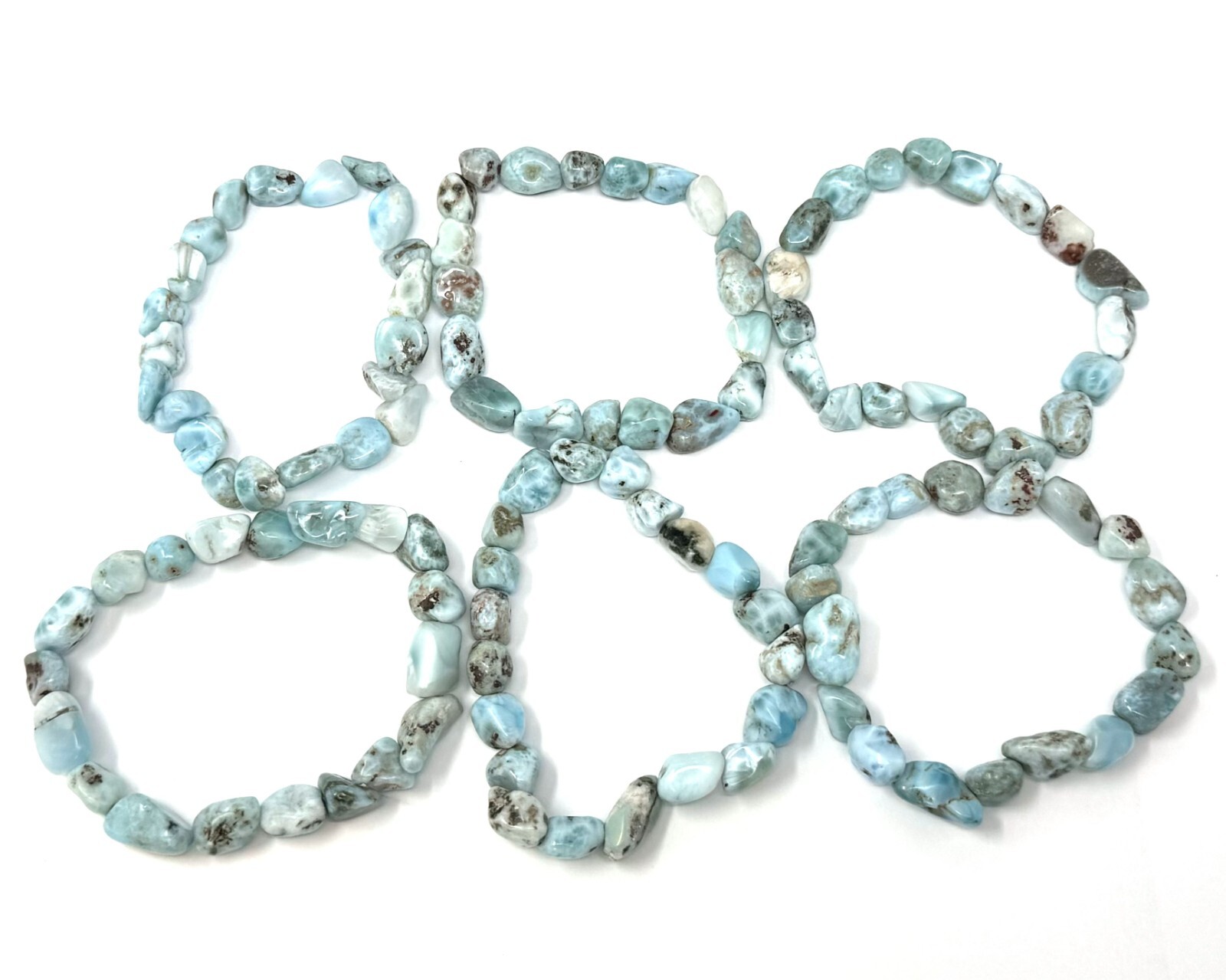 Larimar Tumbled Gemstone Bracelet 6-8 mm Nuggets (Larimar Crystal Bracelet)