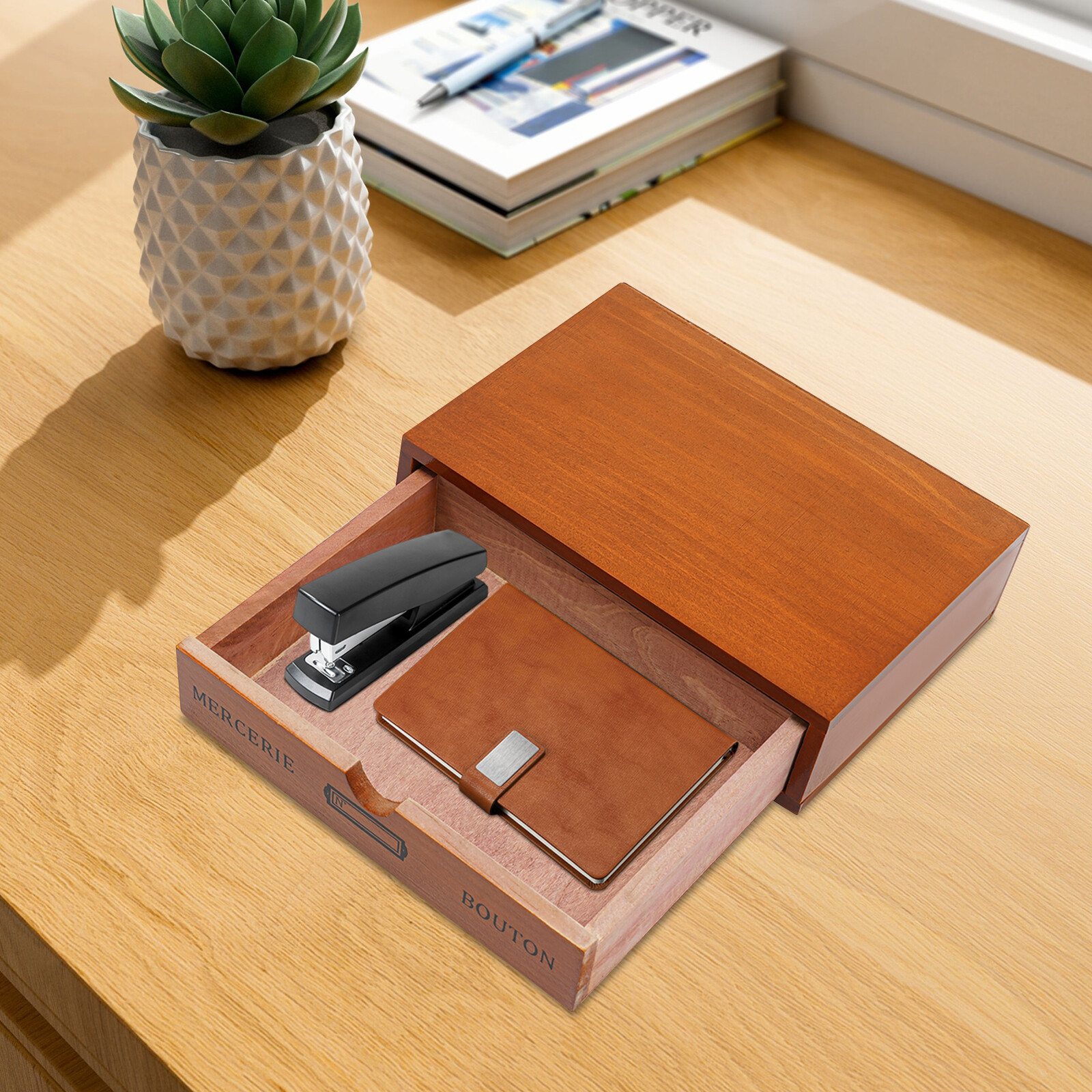 Single-Drawer Storage Box, Wooden Desktop Jewelry Organizer, Desktop Drawer Box