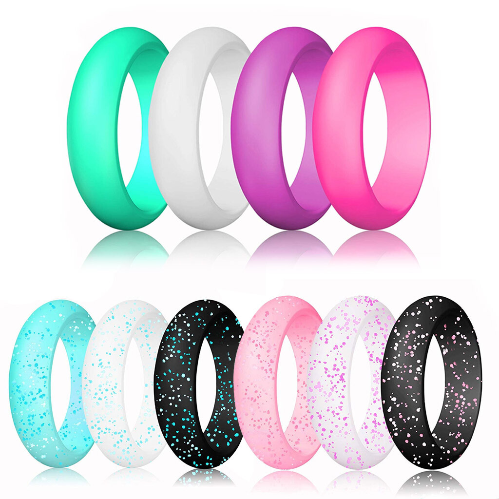 10 Pcs/Set Womens Silicone Wedding Ring Rubber Band Durable Comfortable NEW
