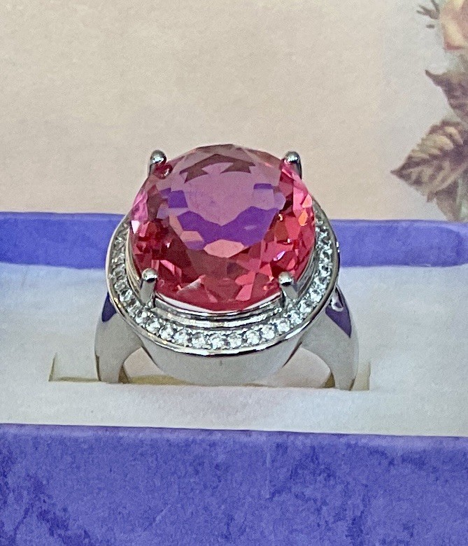 TOURMALINE RING – Oval Cut With Accents – 16x14mm Or 8 Ctw!!!