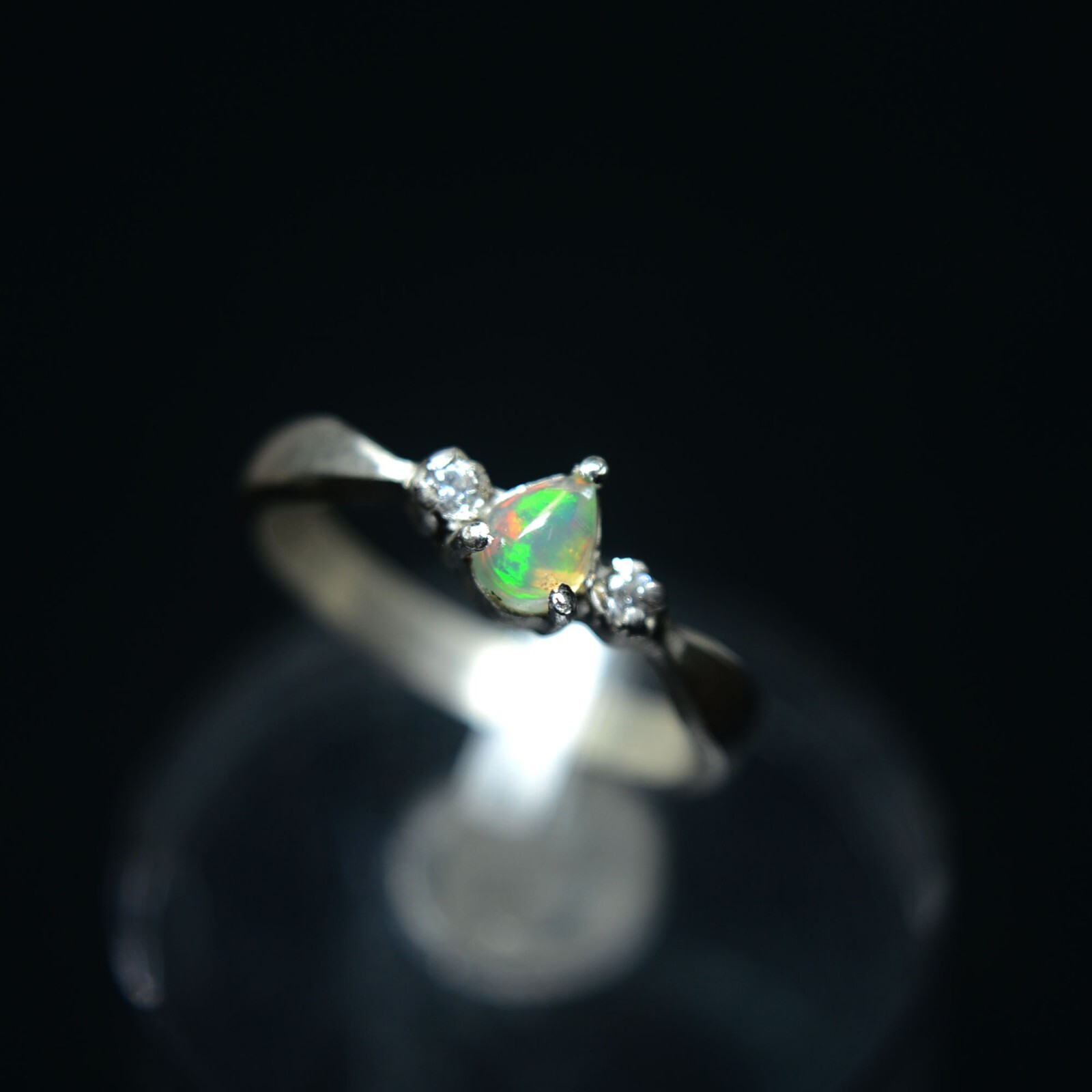 Genuine Ethiopian Multi Fire Opal Pear Gemstone 925 Sterling Silver Women Ring
