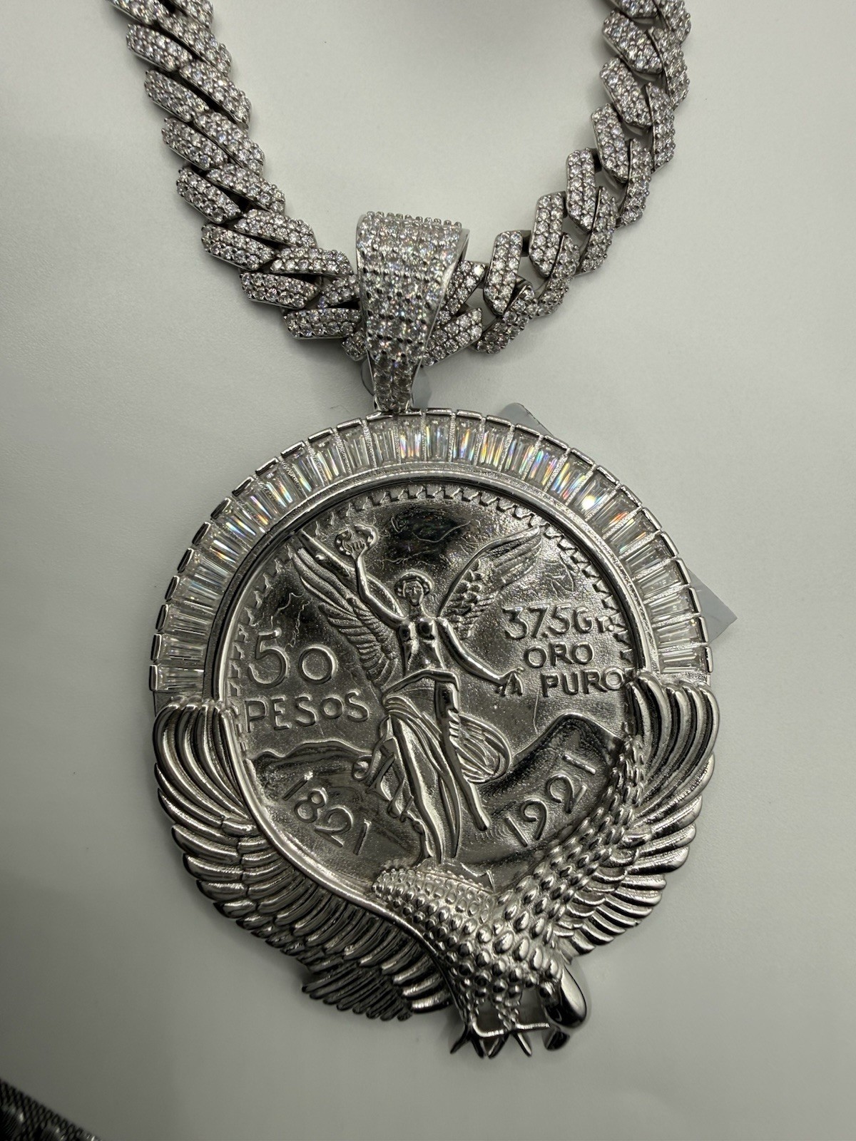 Solid Sterling Silver Moissnaite Chain 24” 8.8mm W 925 Centenario W Moissnaite