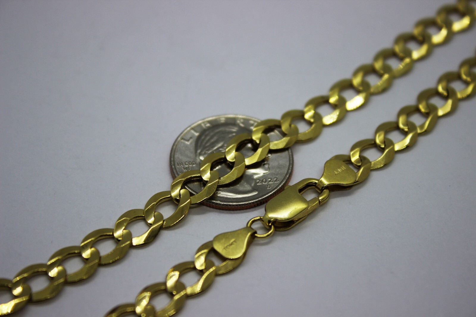 10K Solid Gold Yellow Cuban Link Chain Men Women 1.8mm – 8mm 16″ ~ 30″